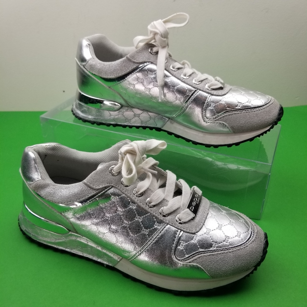 Bebe Sport Silver Women's Racer Walking Fashion Sh